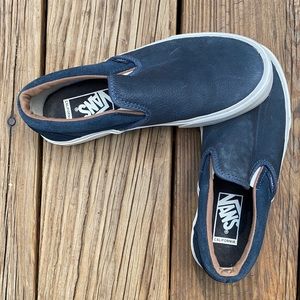 Blue Suede Slip Ons